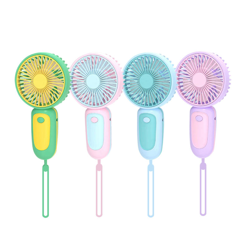 Mini Hand Fan with Strap 15 cm USB Rechargeable Assorted Colours 7150
