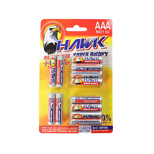 12 Pack Hawk Super Battery Aaa 1.5V Carbon Battery