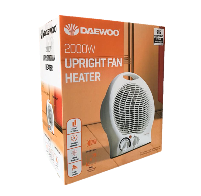 Daewoo Plastic Upright Fan Heater 2000W White HEA1926  A W25