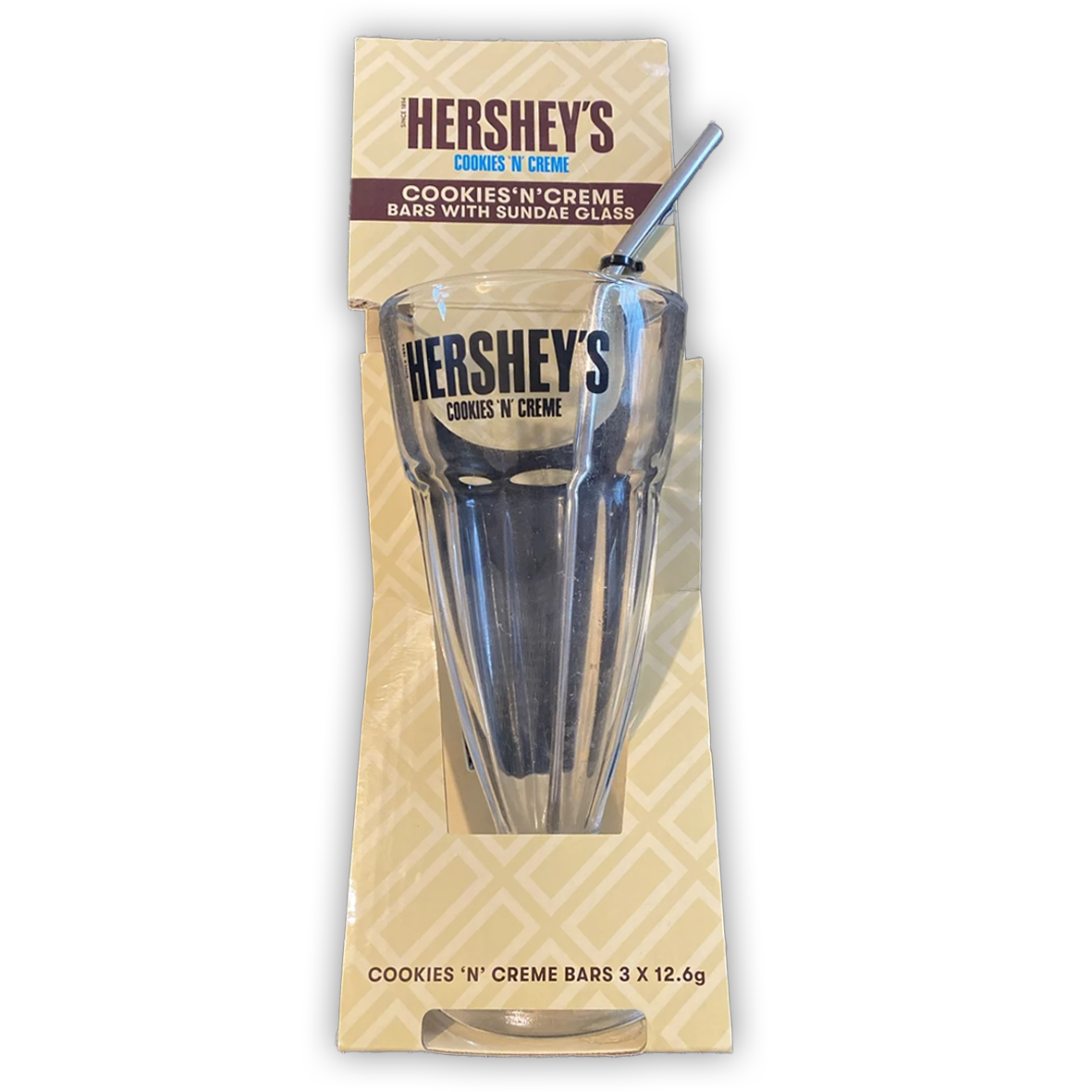 Hershey's Cookies 'N' Creme Sundae Milkshake Ice Cream Dessert Glass with Metal Straw