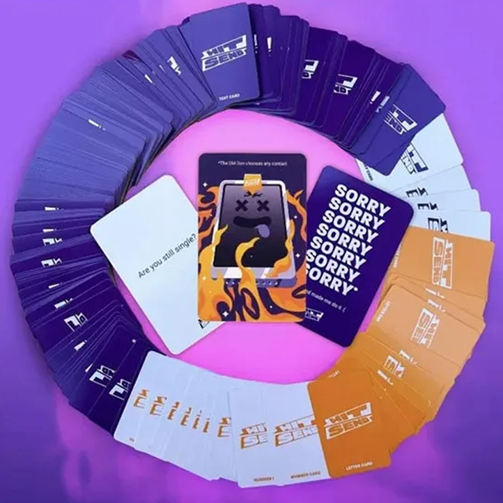 Hit Send Card Game Box Set from KSI & Sidemen, Ultimate Party Game, Challenge Friends with Hilarious Messages, Daring Fun and Unpredictable Outcomes. 300 Cards included