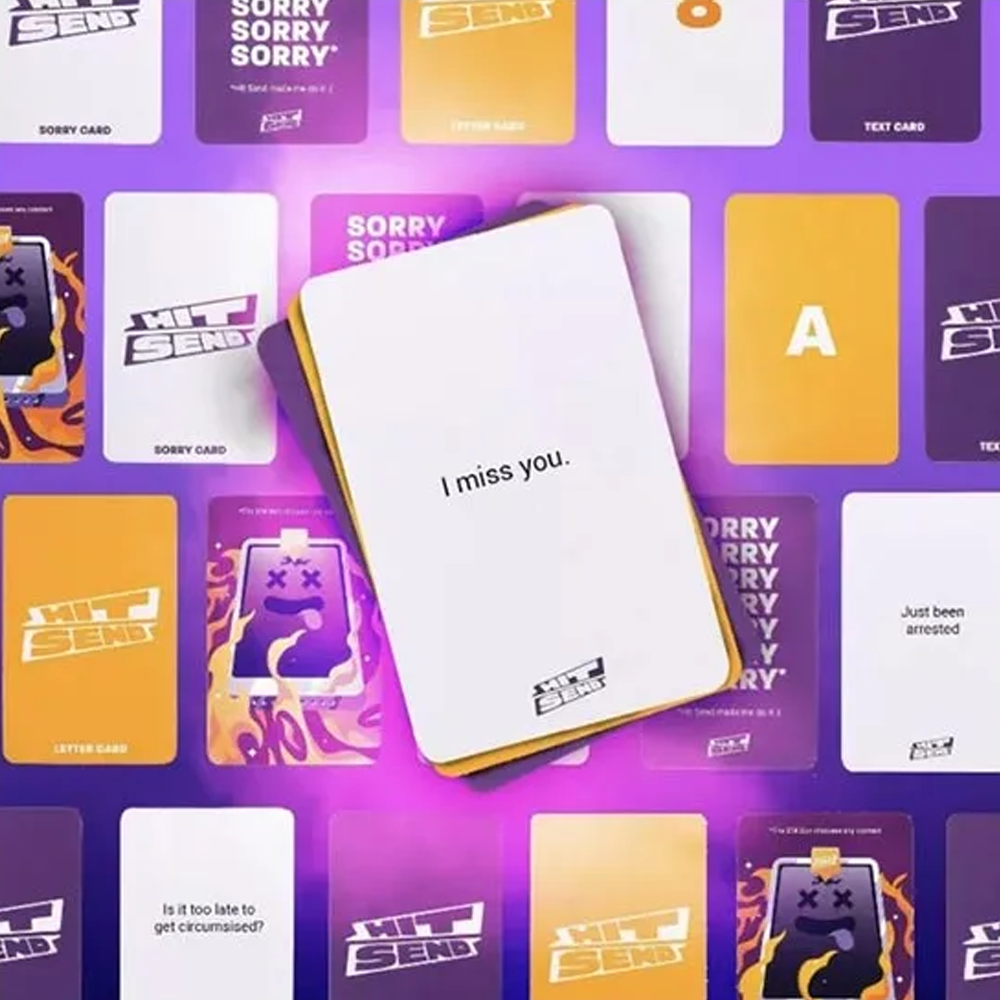 Hit Send Card Game Box Set from KSI & Sidemen, Ultimate Party Game, Challenge Friends with Hilarious Messages, Daring Fun and Unpredictable Outcomes. 300 Cards included