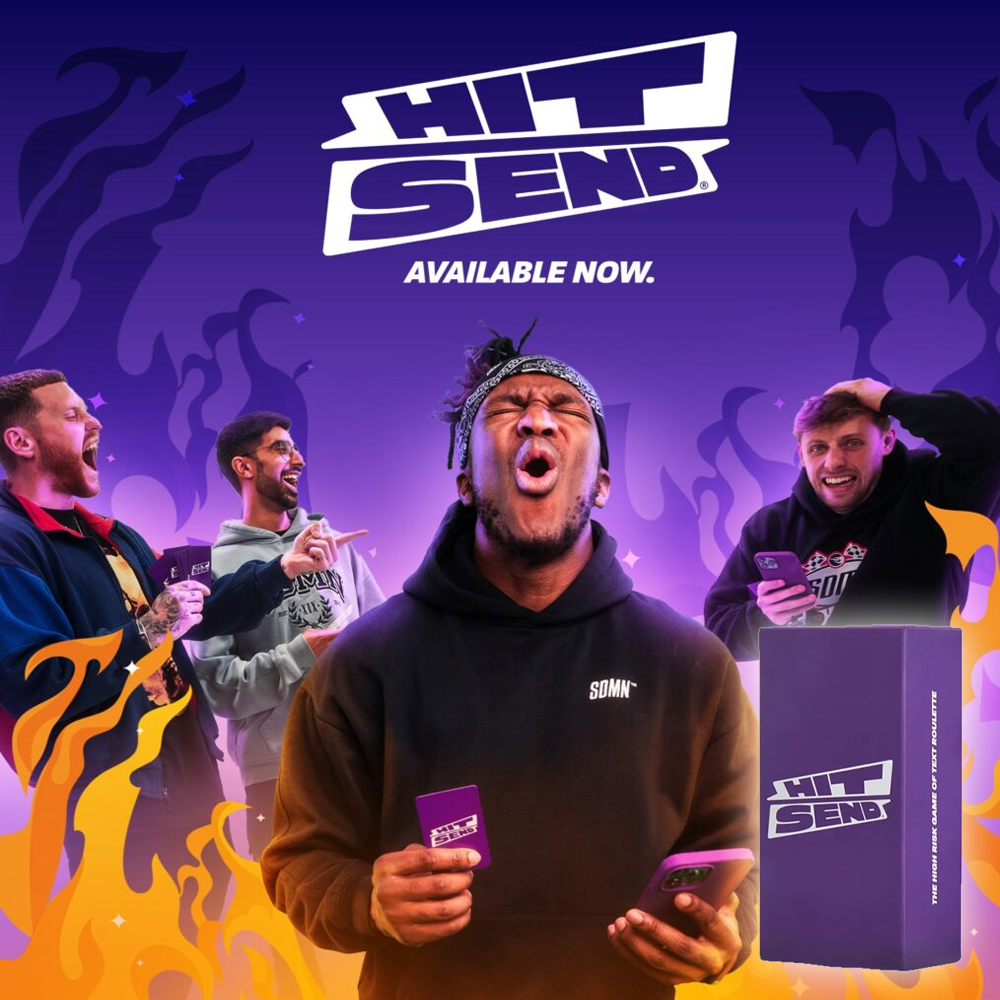 Hit Send Card Game Box Set from KSI & Sidemen, Ultimate Party Game, Challenge Friends with Hilarious Messages, Daring Fun and Unpredictable Outcomes. 300 Cards included