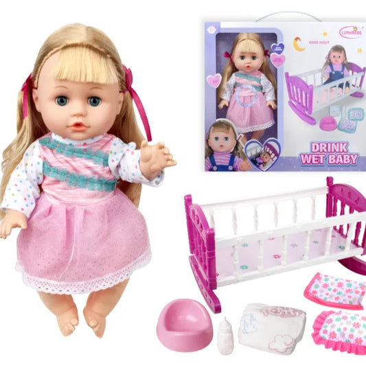 Baby Doll Sleepover Set with Cot Bed Cradle & Accessories