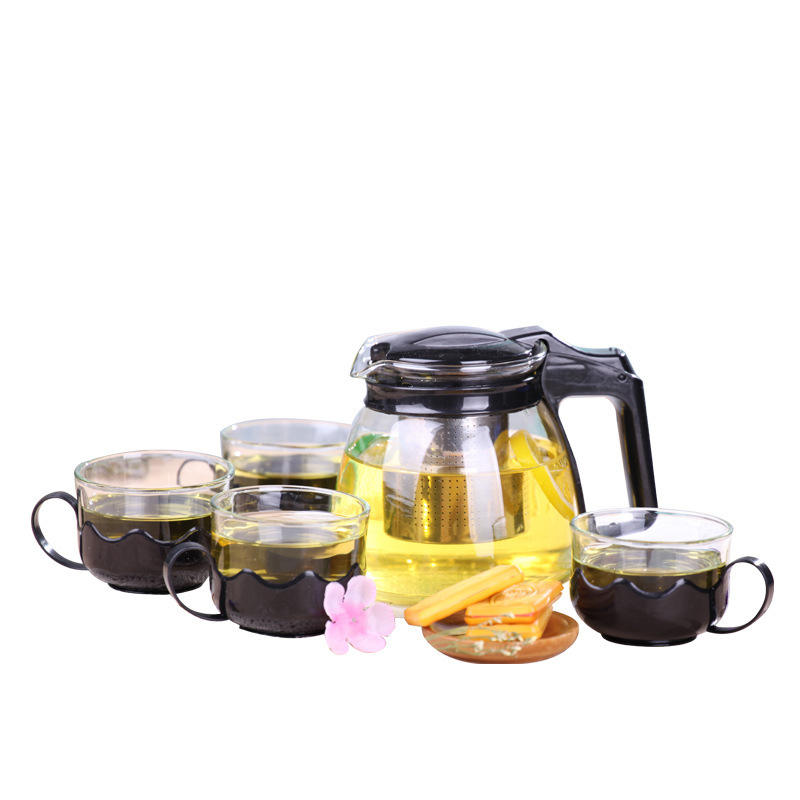 Glass Teapot and Cups Set of 5 6670