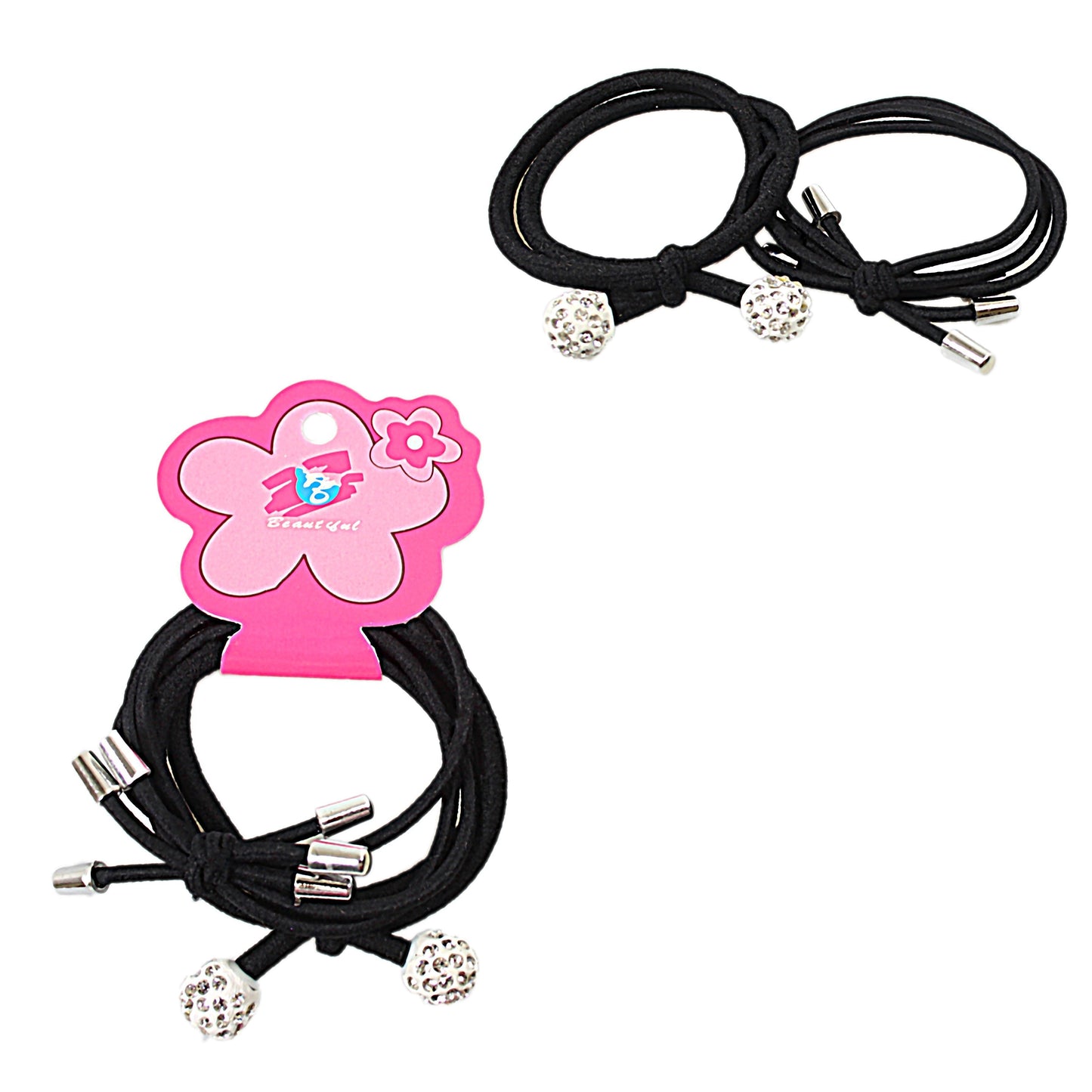 Black Hair Bands Elastics Bead Design 4460