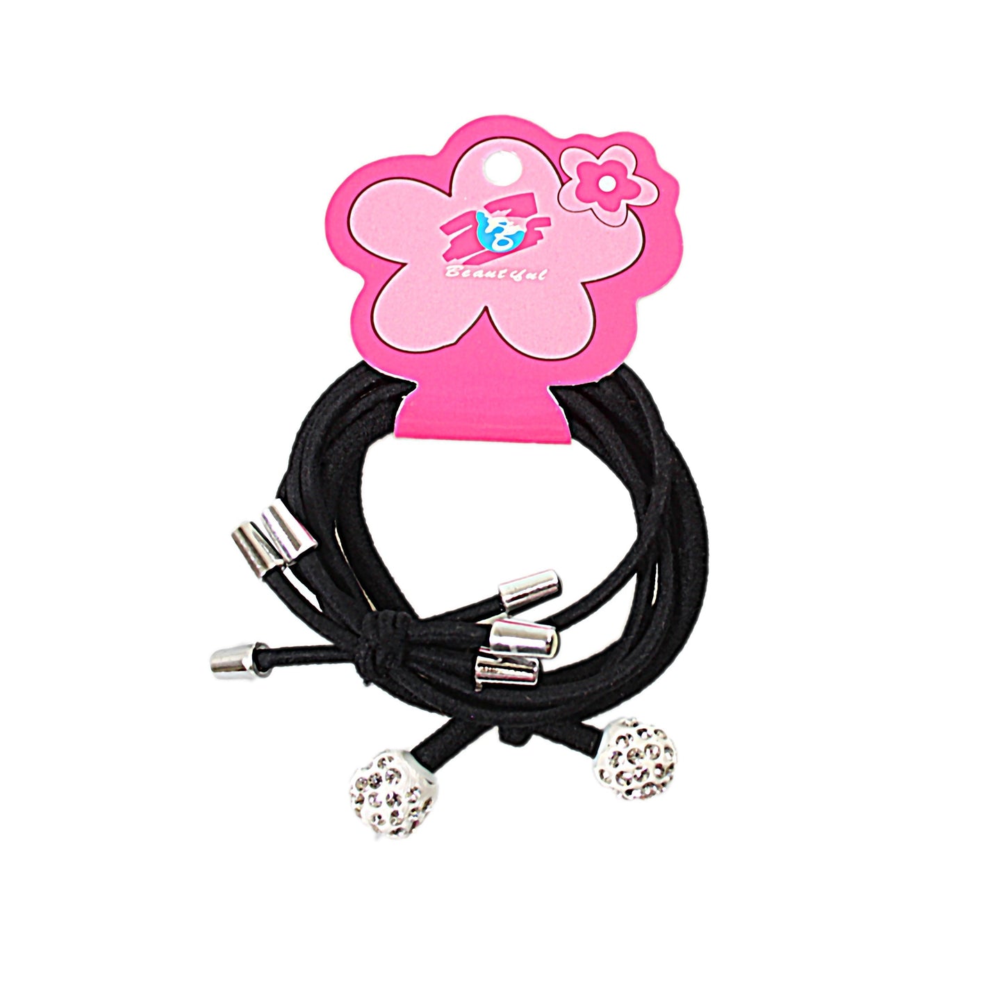 Black Hair Bands Elastics Bead Design 4460
