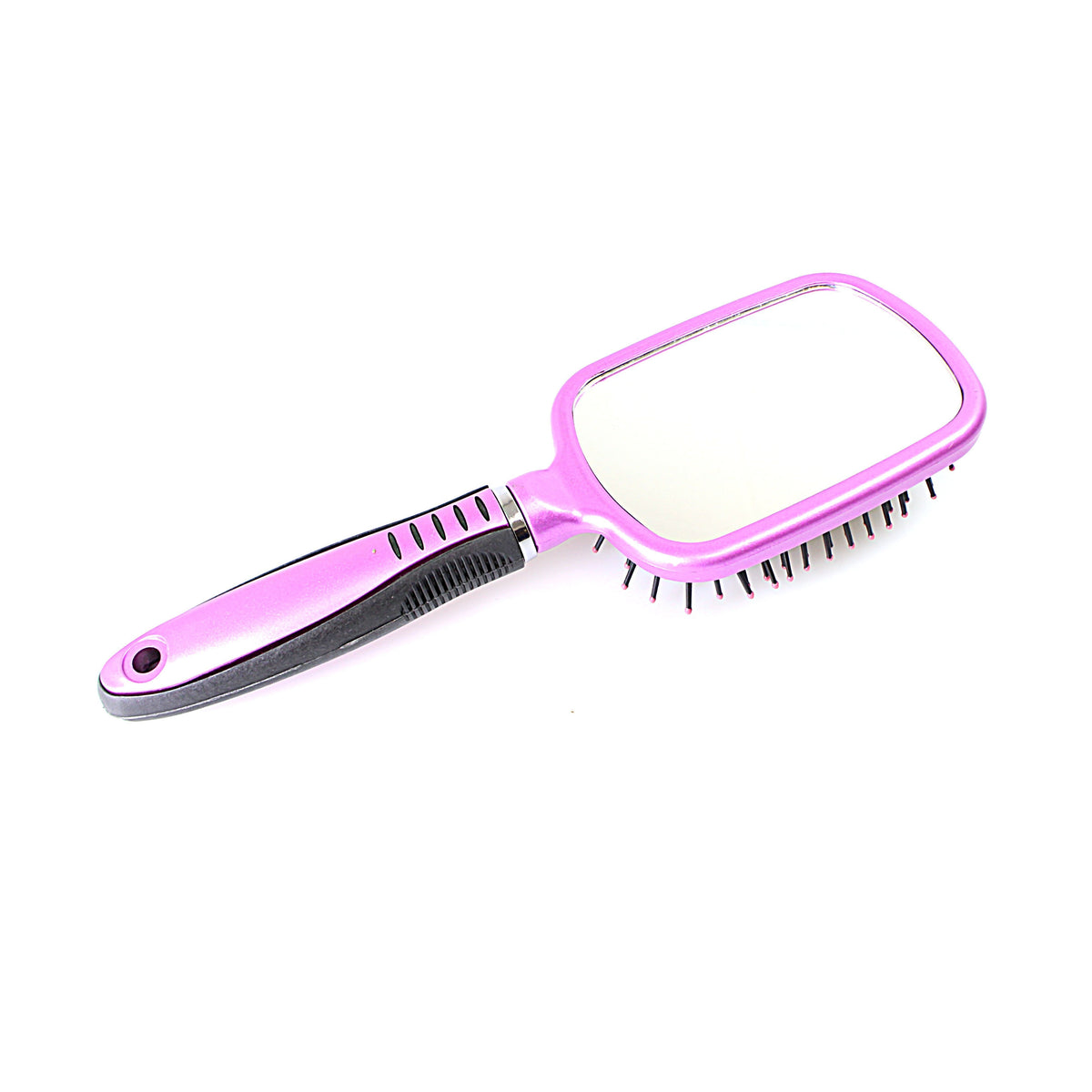 Plastic Hair Brush With Glass Mirror Assorted Colours