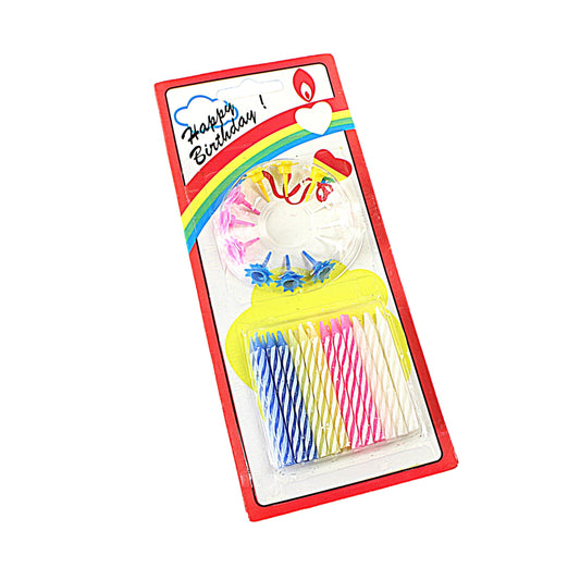 Happy Birthday Candles Assorted Colours Pack of 24 0234