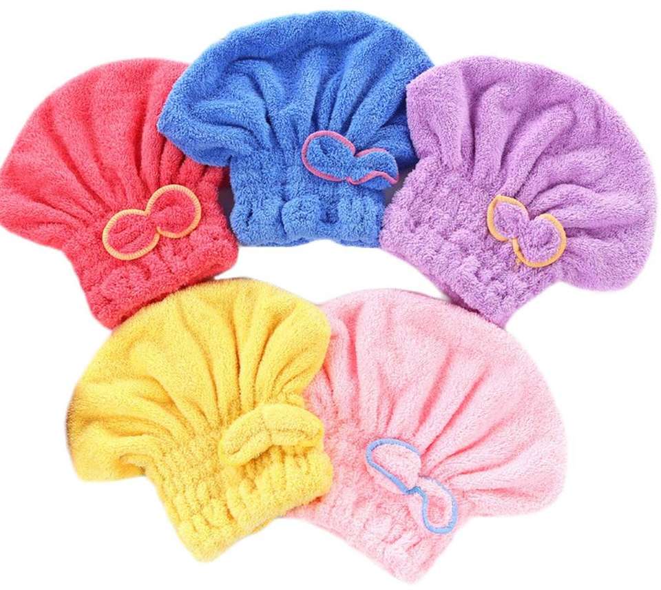 Microfibre Hair Wrap Bonnet with Bow Assorted Colours 6979