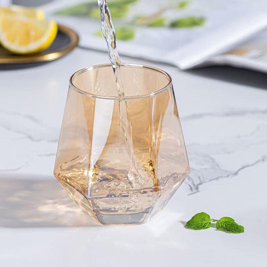 Hexagonal Glass Water Jug and Cups Set 5pcs Copper Orange 7114