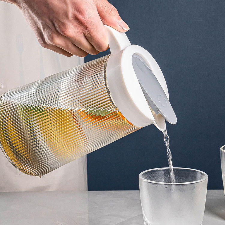 Ribbed Glass Water Jug 1300 ml and Cups Set 5pcs 7115