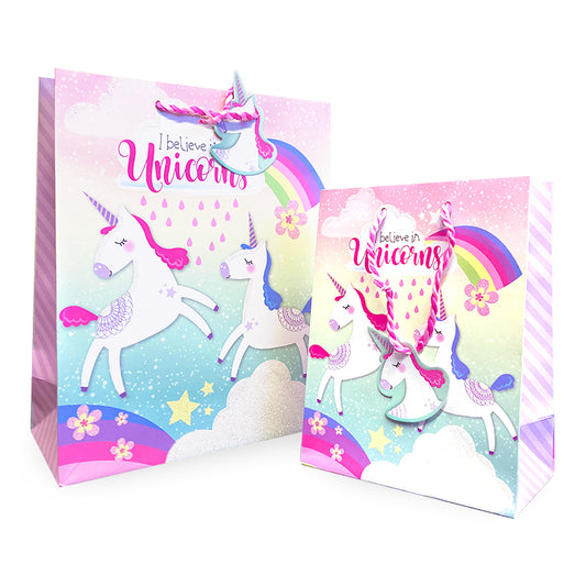 Unicorn Glitter Gift Bag Twin Pack