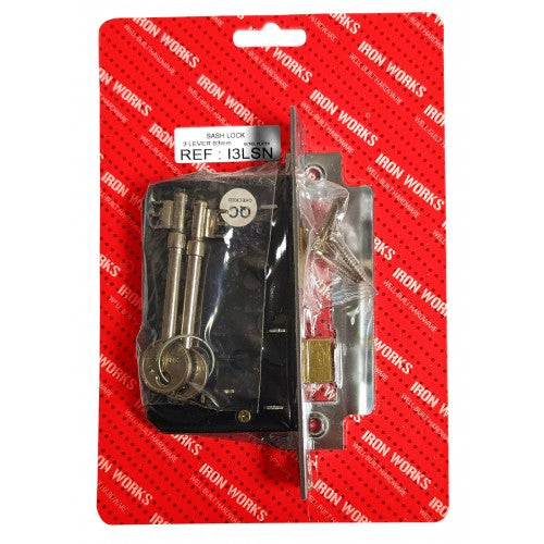 3 Lever Sash Lock 63mm Nickel 6080