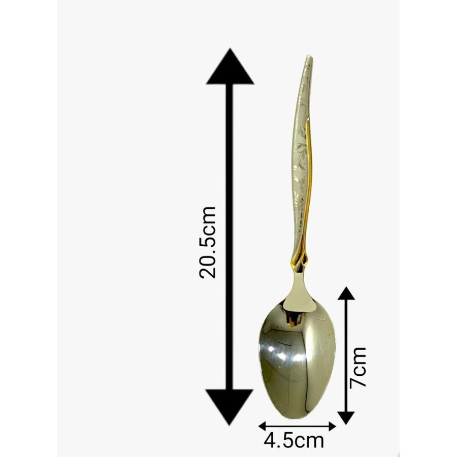 12x Premium Golden Pattern Stainless Steel Table Spoon Set for Home Kitchen & Restaurant Dining Table (Pack of 12)