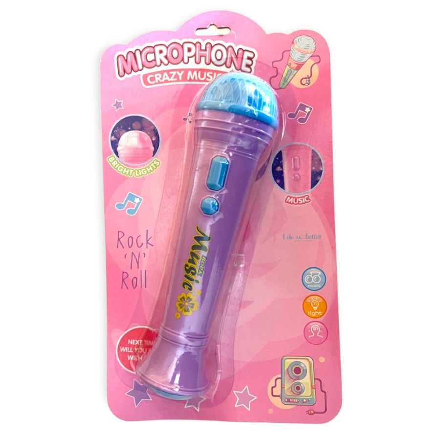 Kids Pink Microphone Toy with Lights and Sounds