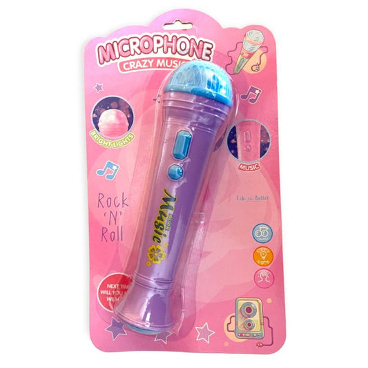 Kids Pink Microphone Toy with Lights and Sounds