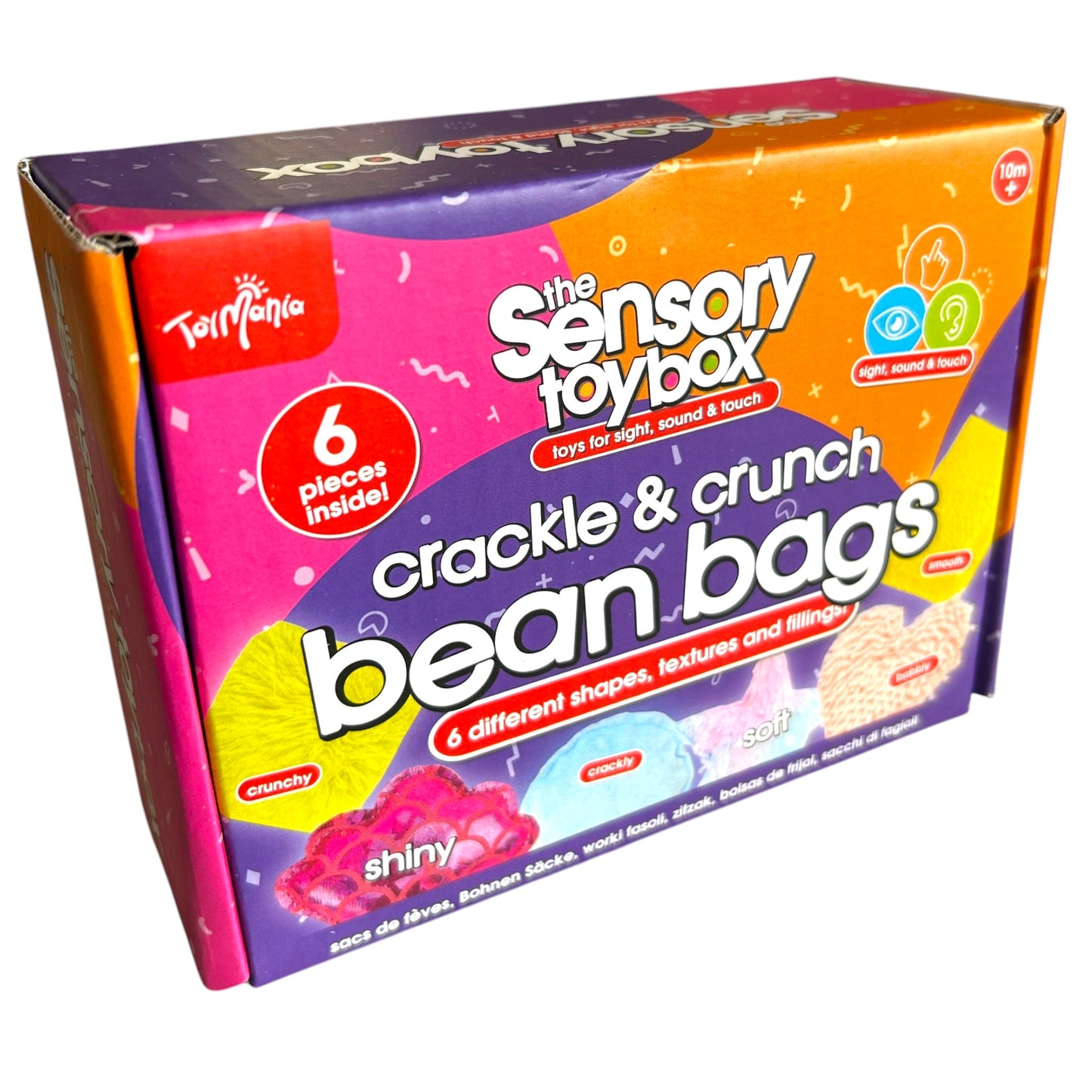 Sensory Toy Box Crackle & Crunch Bean Bags – 6 Piece Tactile Sensory Toy Set for Sight, Sound & Touch - Girls Style