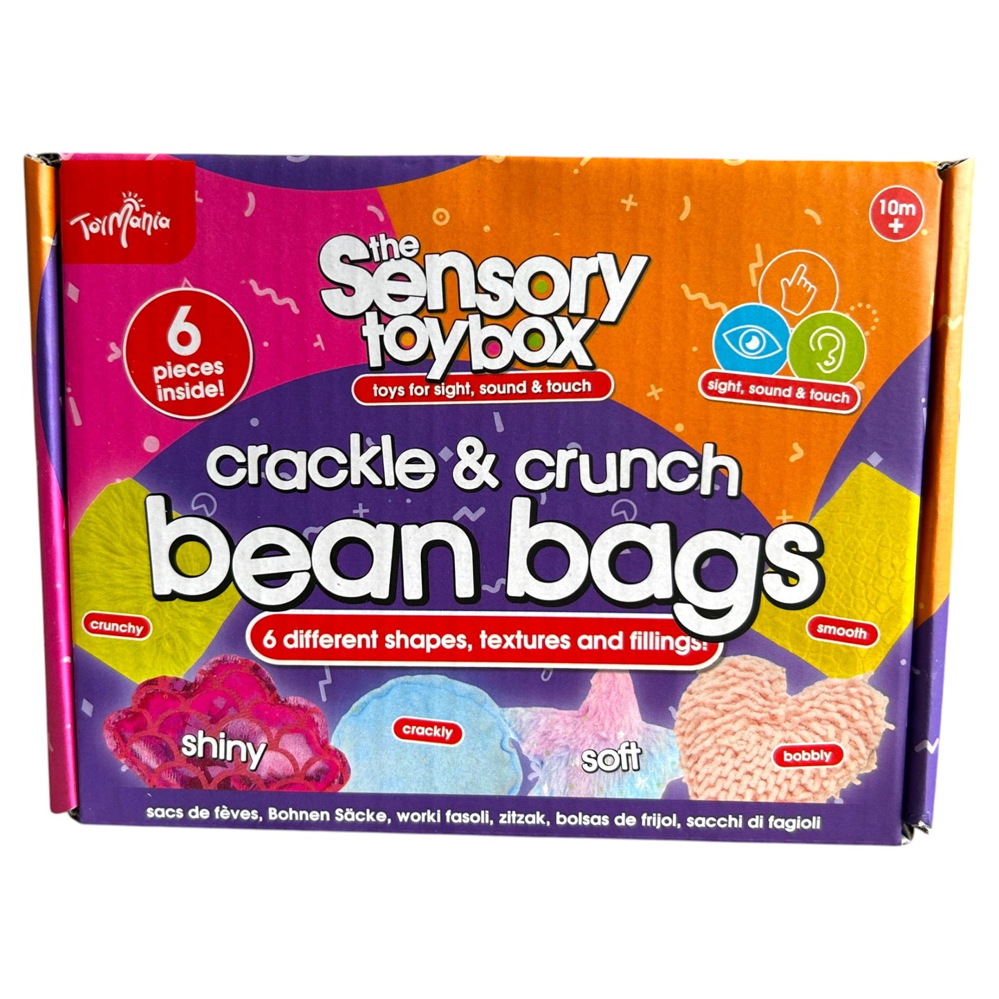Sensory Toy Box Crackle & Crunch Bean Bags – 6 Piece Tactile Sensory Toy Set for Sight, Sound & Touch - Girls Style