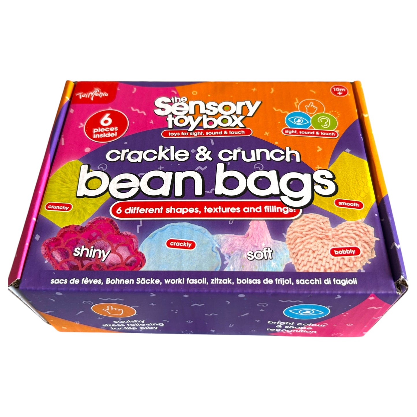 Sensory Toy Box Crackle & Crunch Bean Bags – 6 Piece Tactile Sensory Toy Set for Sight, Sound & Touch - Girls Style