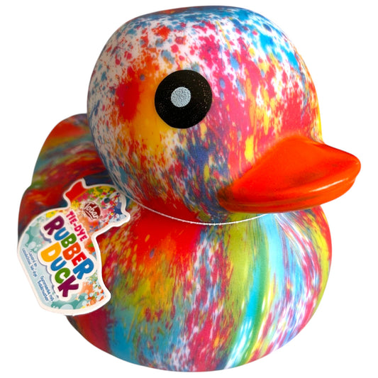 XL Tie Dye Rainbow Rubber Duck Toy