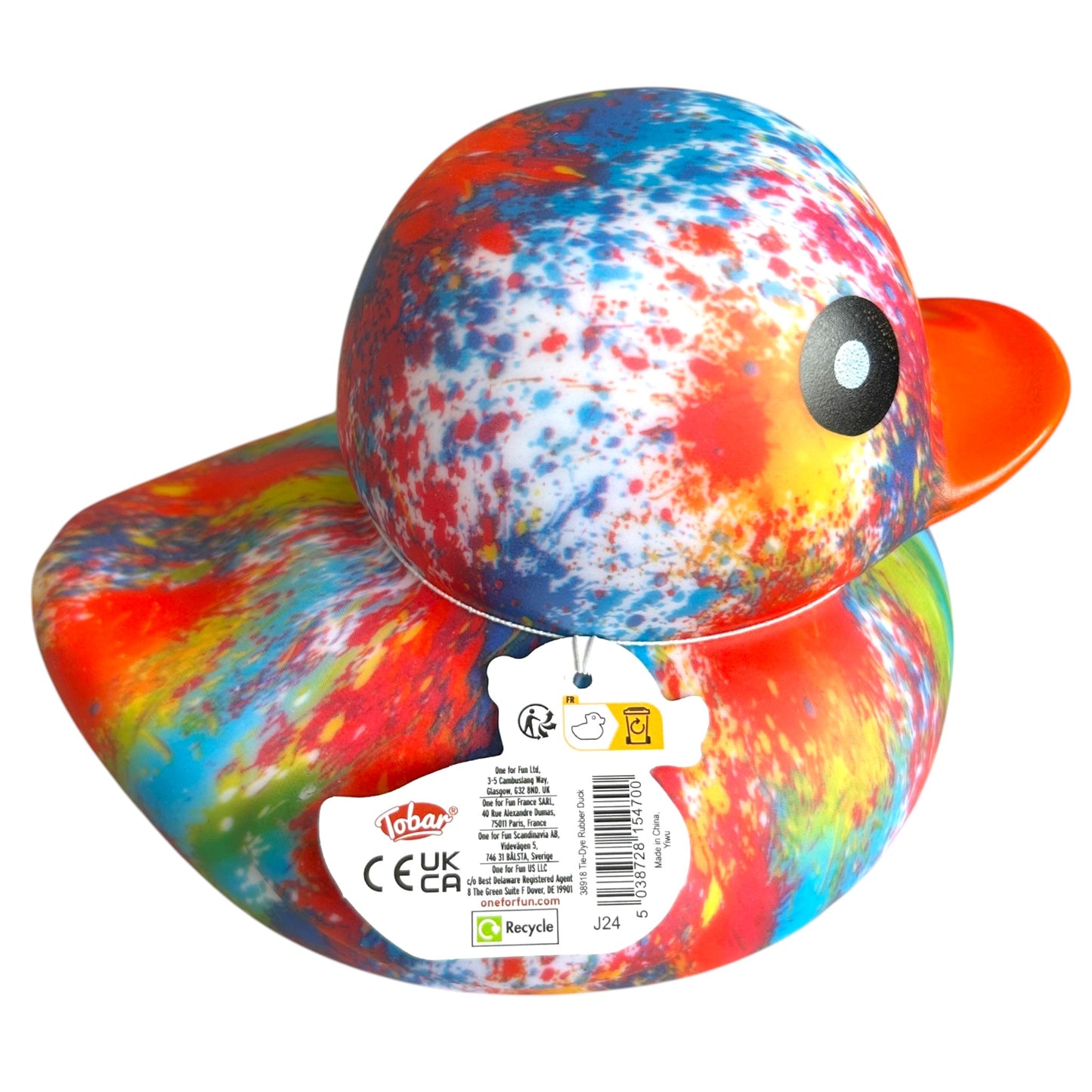 XL Tie Dye Rainbow Rubber Duck Toy