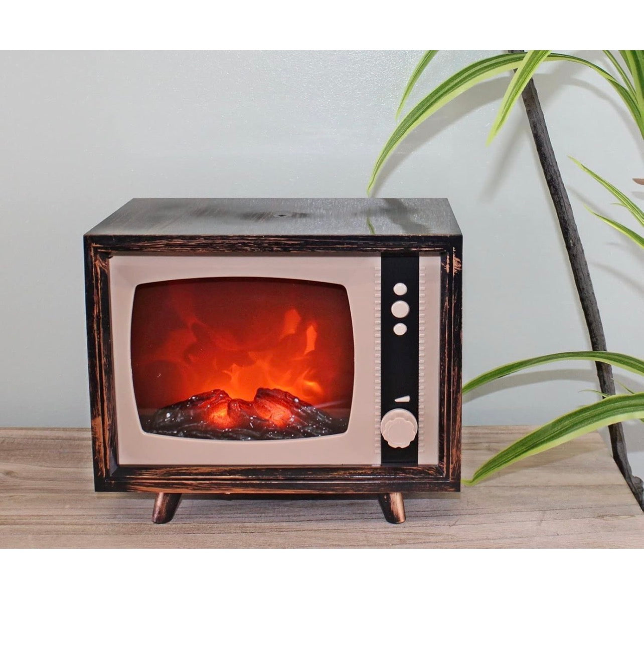 Retro TV  Fireplace Decorative Compact Television with LED Flames