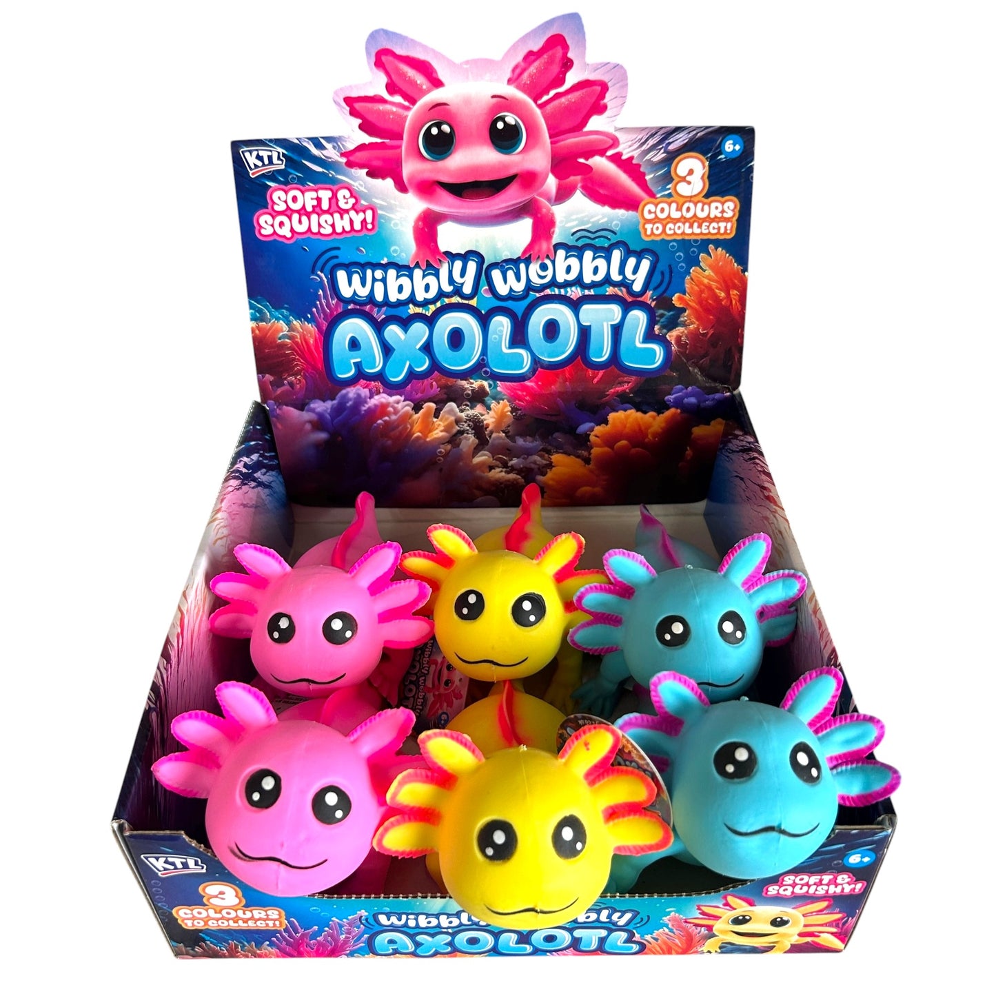 Wibbly Wobbly Axolotl Squishy Sensory Fidget Squish Toy - 3 Colours to Collect