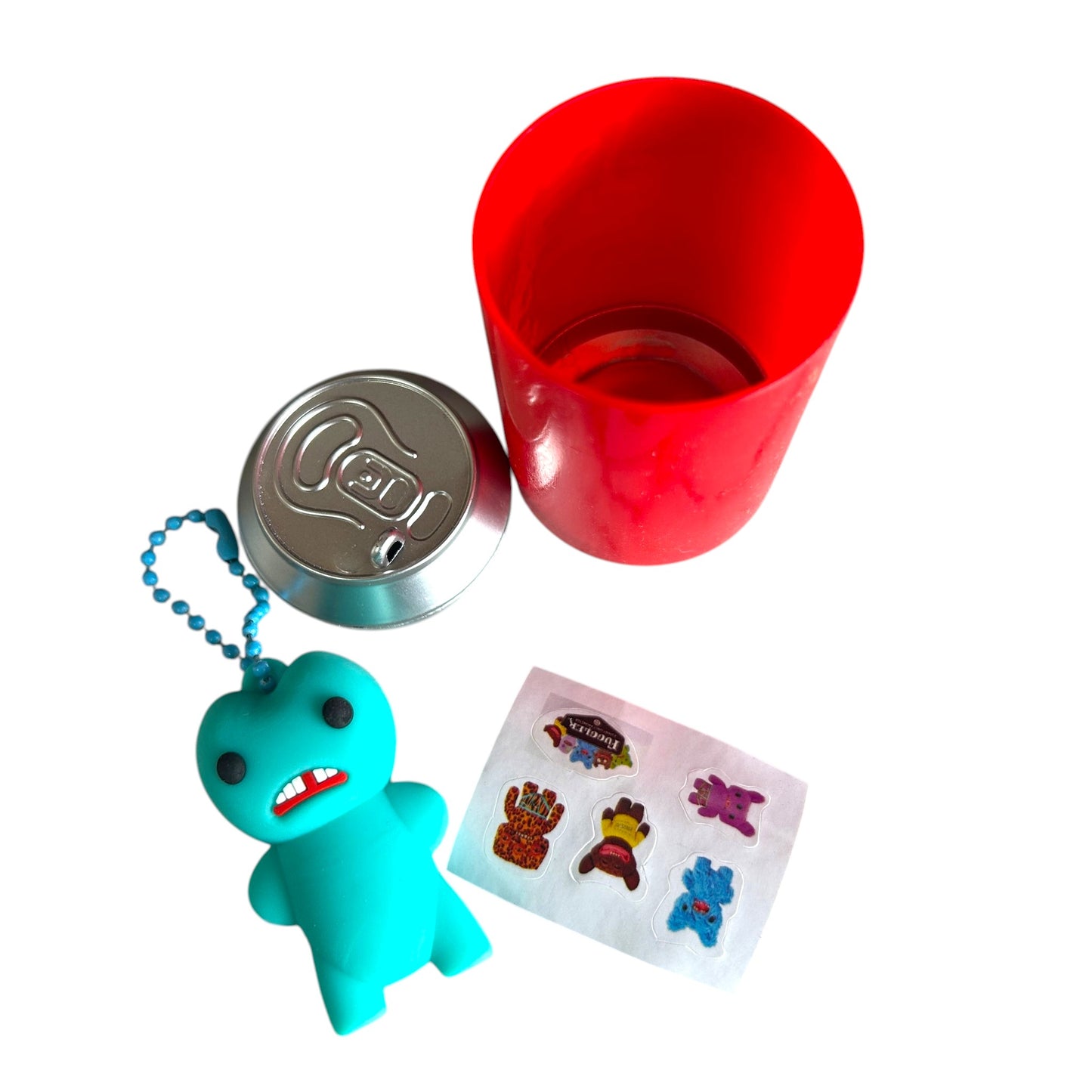 Ugly Monster Style Soda Pop Can Collectible Keychain Pendant with Stickers - Random Various Styles