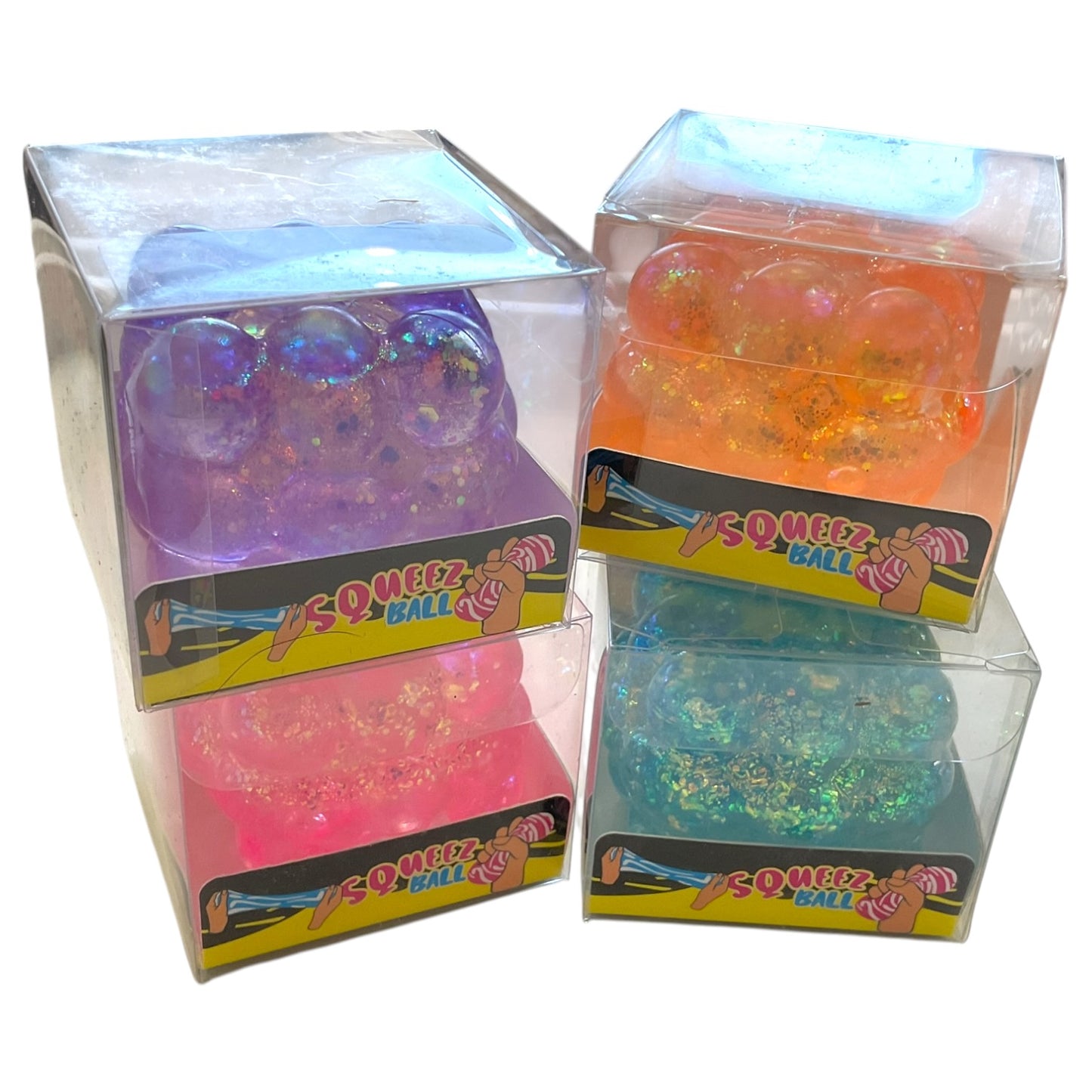 Glitter Bubble Sugar Squishy Cube - Assorted Colours