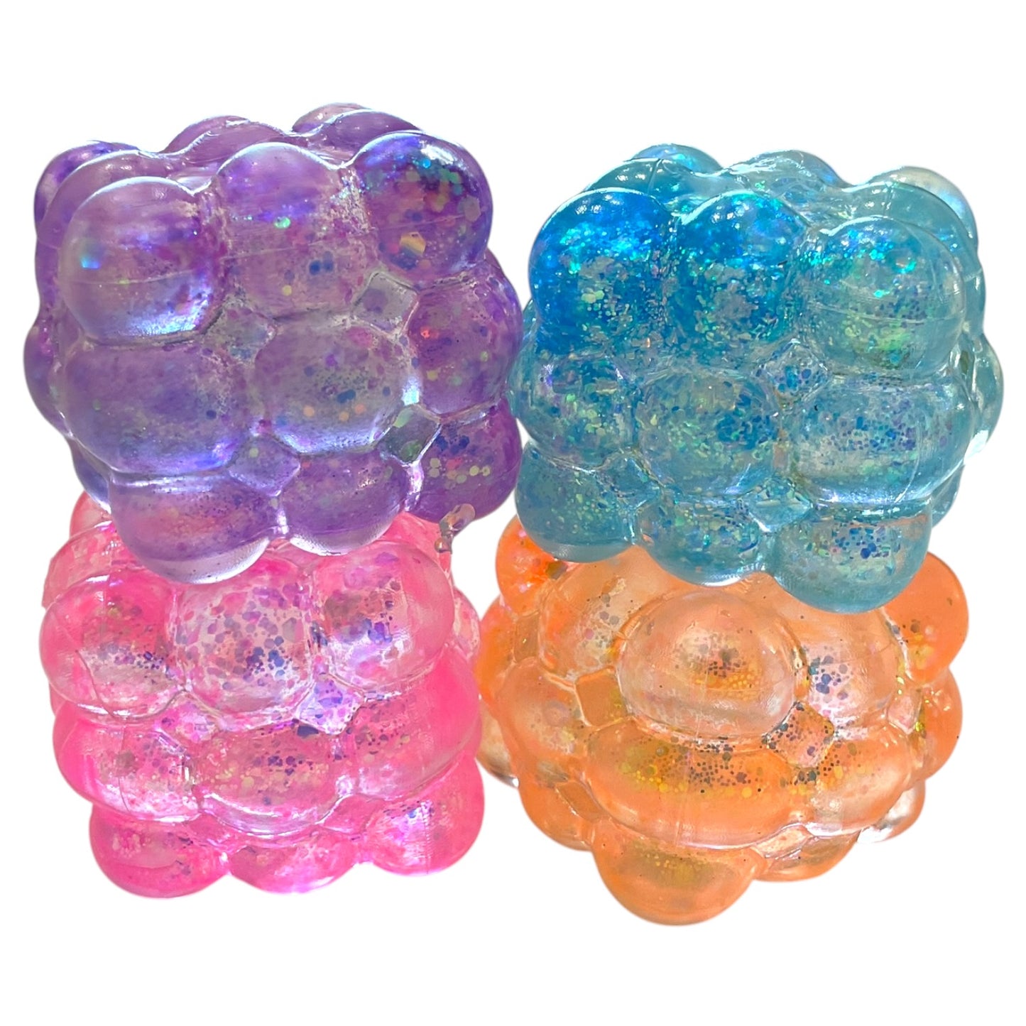 Glitter Bubble Sugar Squishy Cube - Assorted Colours
