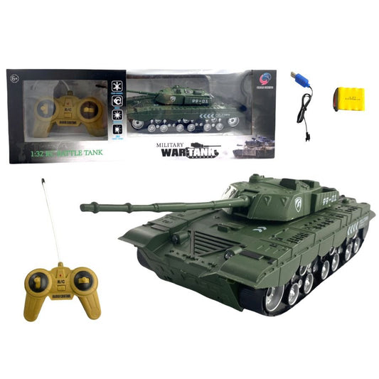 Remote Control Military Tank Toy 1:32 With Battery Operated Light & Sound Kids Toy