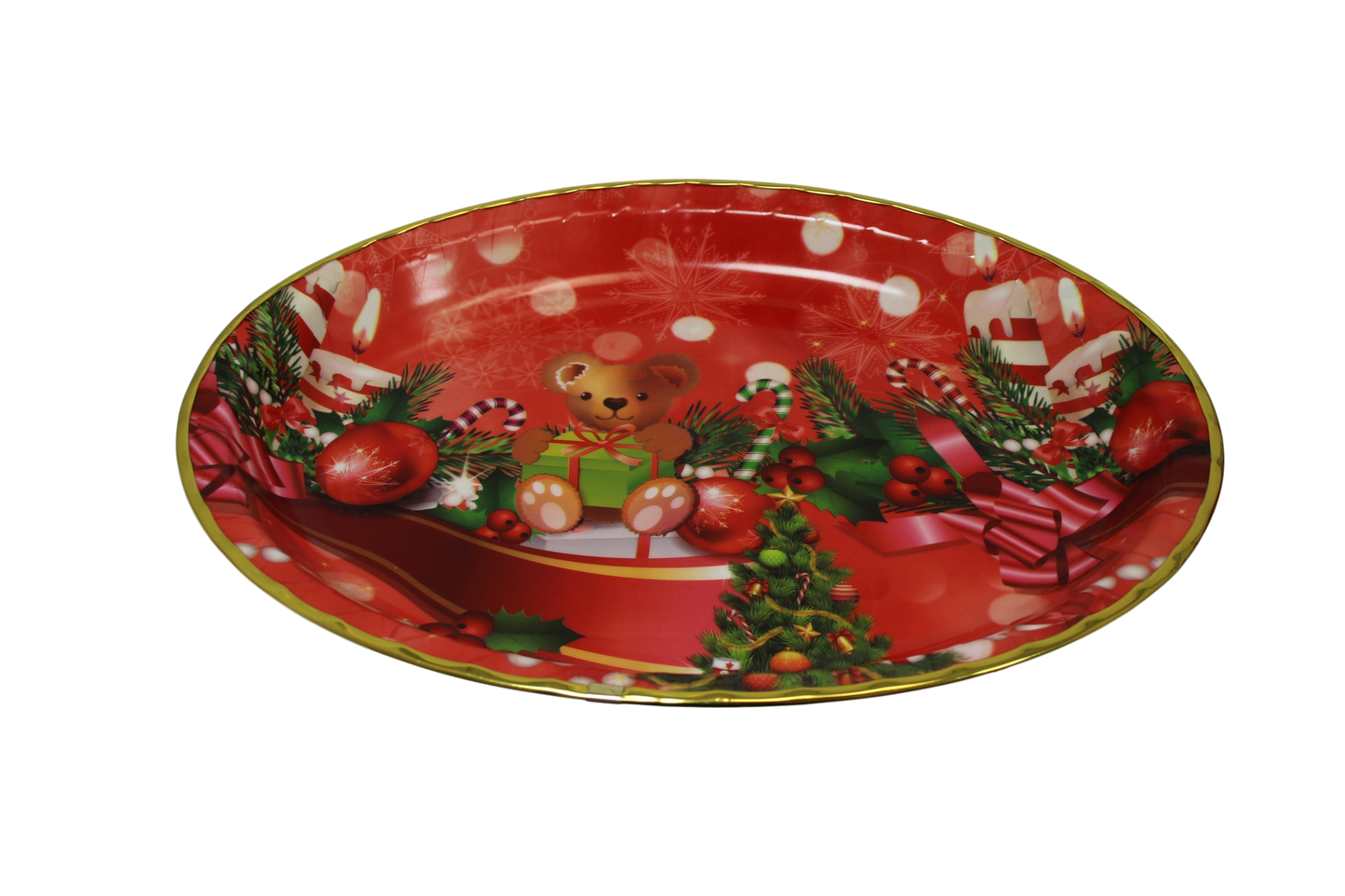 Oval Plastic Christmas Party Serving Tray Printed Design 45 x 34 cm Assorted Designs 6123