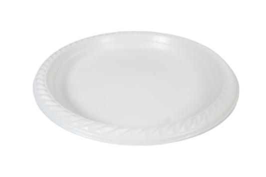 9" White Plastic Plates For Picnics Birthdays Parties Pack of 100  2455