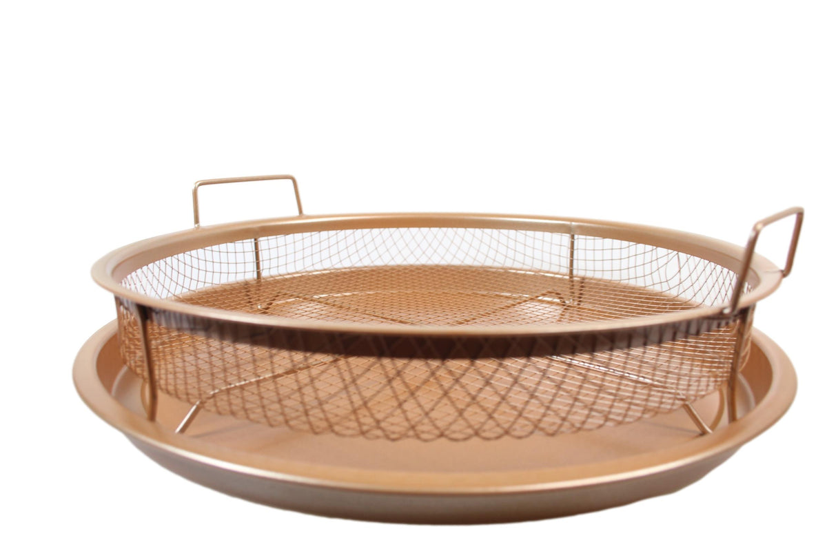 Round Copper Crispy Oven Tray Set Of 2