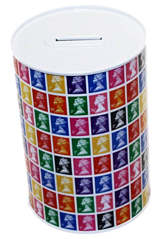 6 Assorted Styles Stamp Design Money Tin 145mm x 110mm ROY001