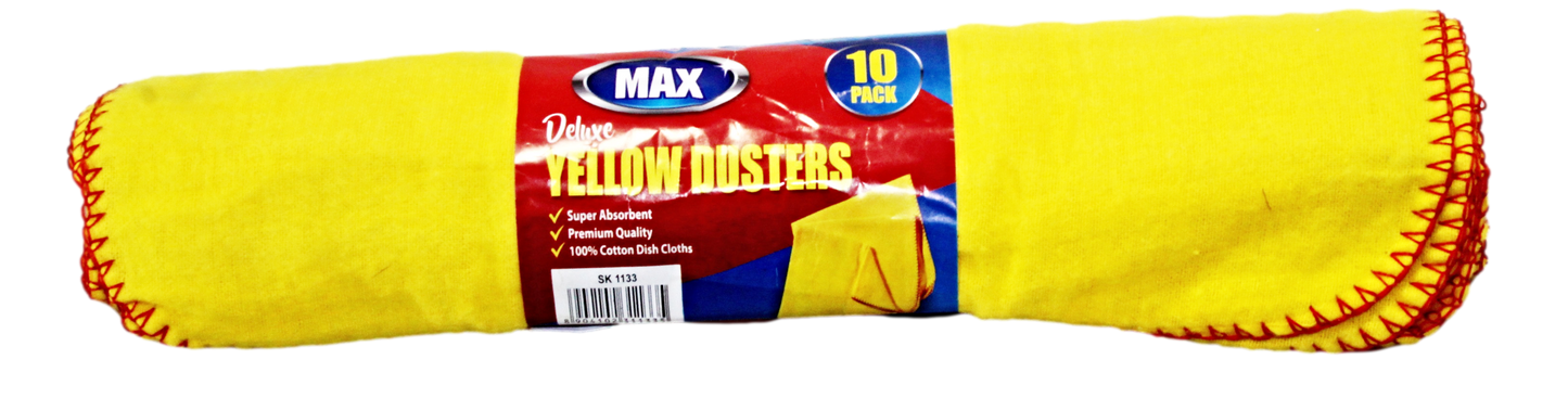 Household Cleaning Yellow Dusters 30 cm Pack of 10 CK1133