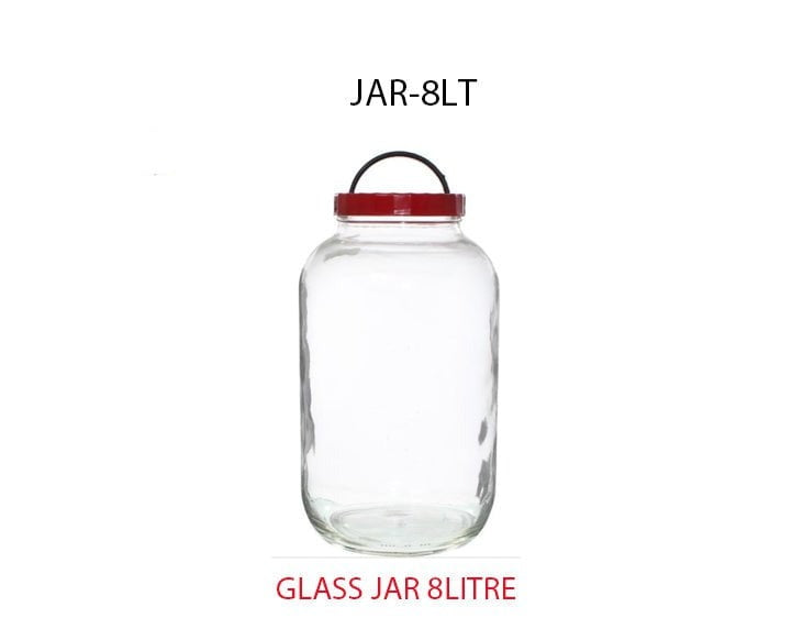 Plain Glass Food Cereal Oats Storage Jar with Plastic Lid 8 Litre