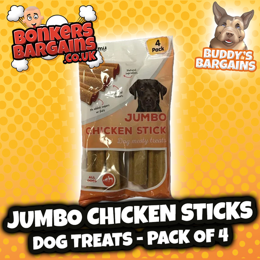 Pet Dog Treats Jumbo Chicken Sticks 4 Pack Flow Pack 76391 (Parcel Rate)