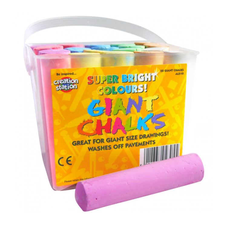 Bucket Of Giant  20 Coloured Chalks