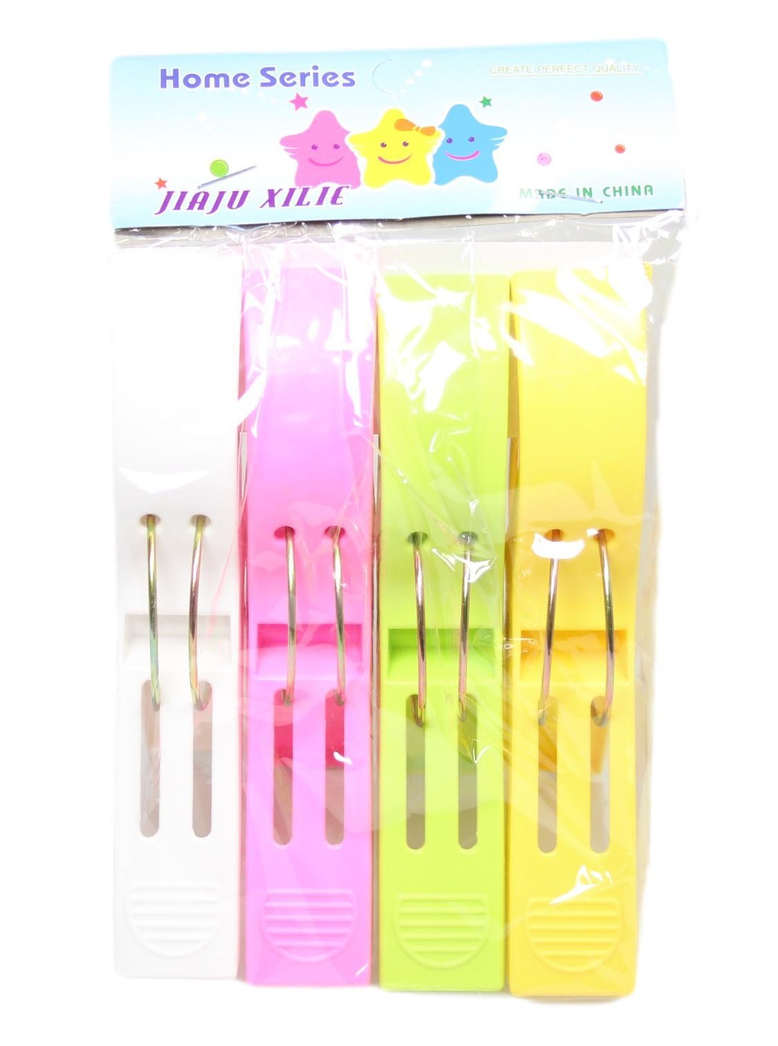 Jumbo Plastic Laundry Clothes Washing Pegs Clips Pack Of 4 Assorted Colours