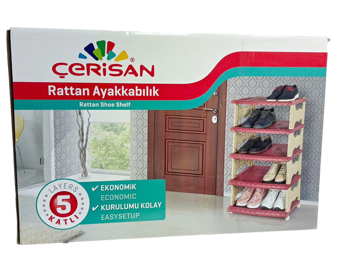 Rattan Eco Plastic Shoe Storage Rack 5 Tier K0756
