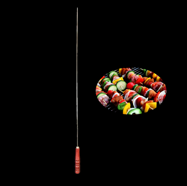 Long Metal BBQ Kebab Skewer Stick 71 cm Wooden Handle KB2