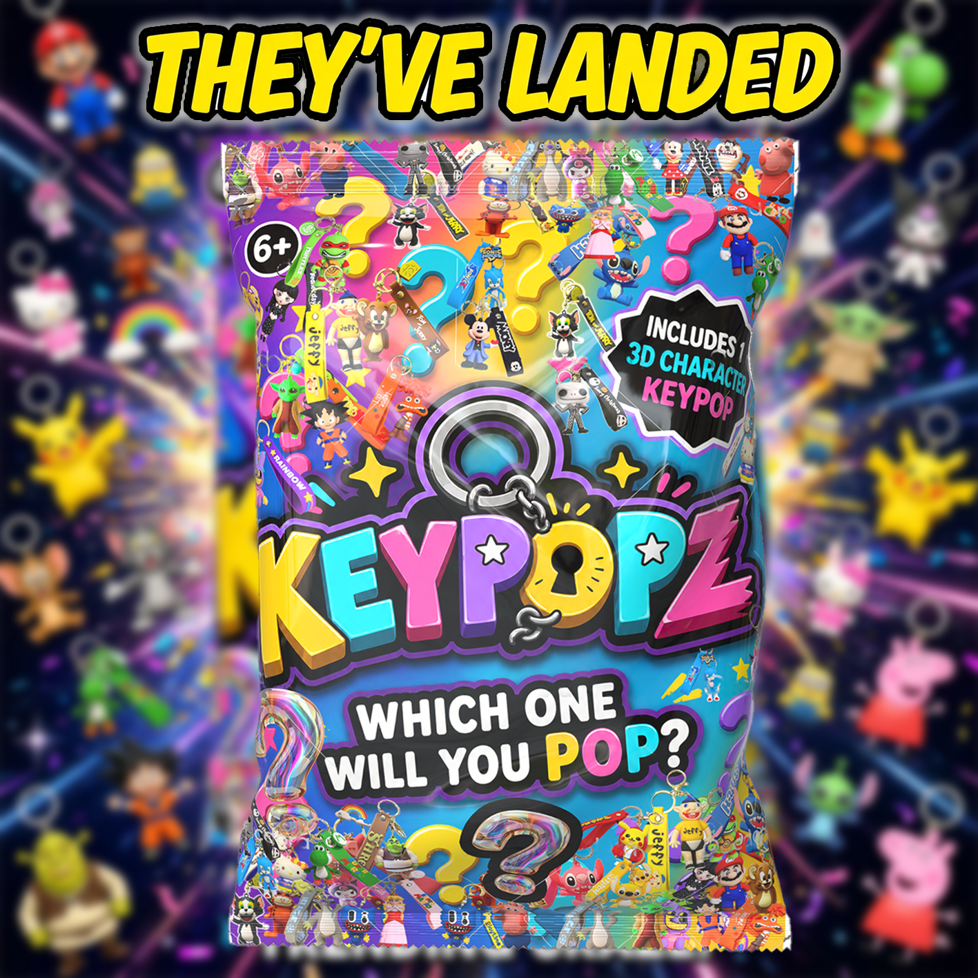 KeyPopz - 1 Character KeyPopz Keychain Inside