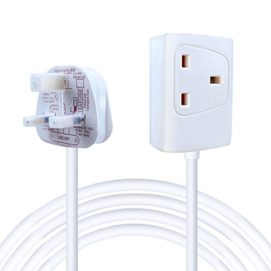 ExtraStar 1 Way Gang Extension Lead with Cable 3m White KFESB1/3M A