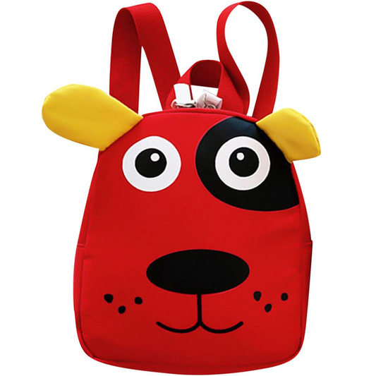 Kids Red Dog Puppy Style Backpack with Zips & Adjustable Straps