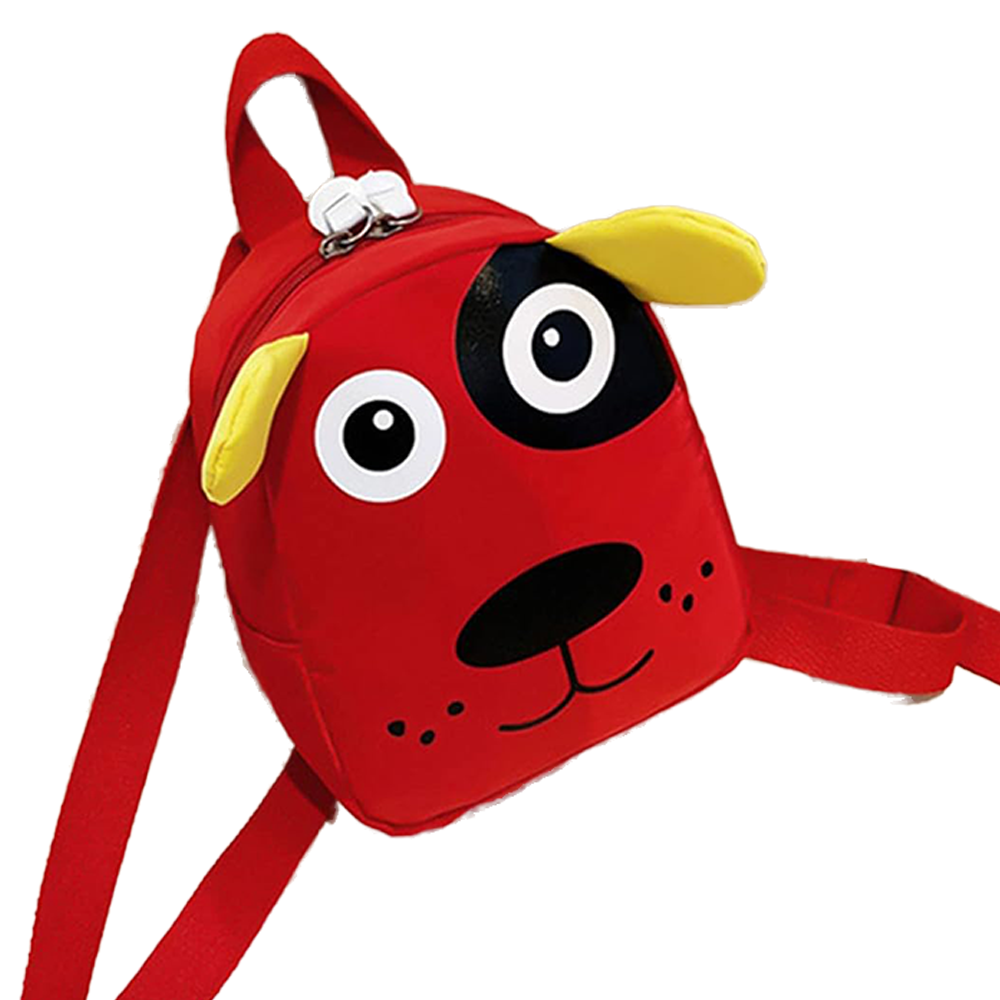 Kids Red Dog Puppy Style Backpack with Zips & Adjustable Straps