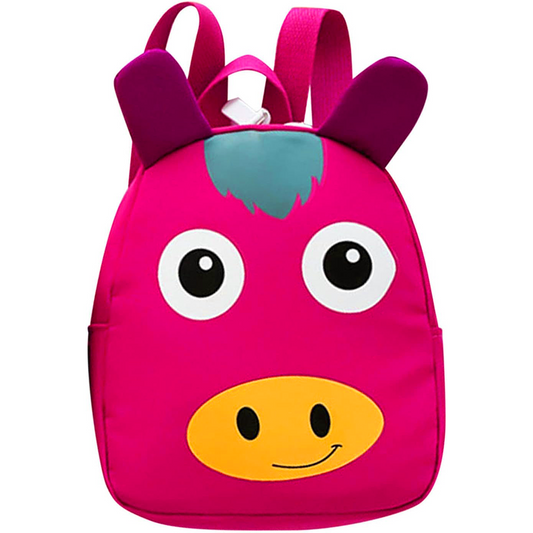 Kids Pink Horse Style Backpack with Zips & Adjustable Straps