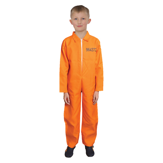Children's Orange Prisoner Coverall Jumpsuit Halloween Fancy Dress