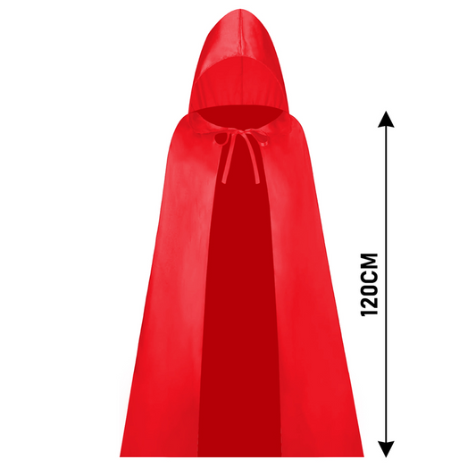 Kids Red Satin Hooded Cape 120cm